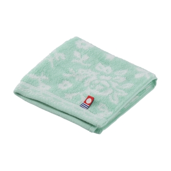 伊澤タオル　今治タオルハンカチ　フラワー柄グリーン