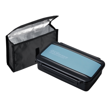 保冷バック付抗菌一段弁当箱　メタルモード　ブルー