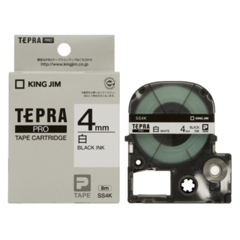キングジム　テプラＰＲＯ用カートリッジ　白ラベル　４ｍｍＳＳ４Ｋ