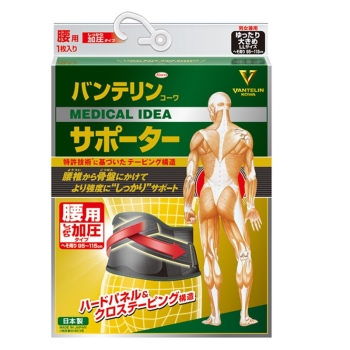 バンテリンコーワサポーター腰用しっかり加圧タイプ　ゆったり大きめ　男女兼用　ブラック