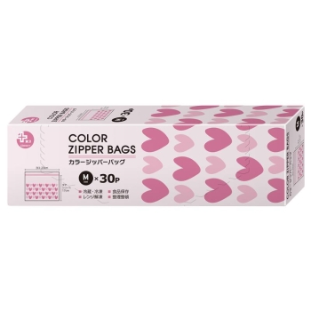プラスプラス　カラージッパーバッグ　Ｍ　３０Ｐ