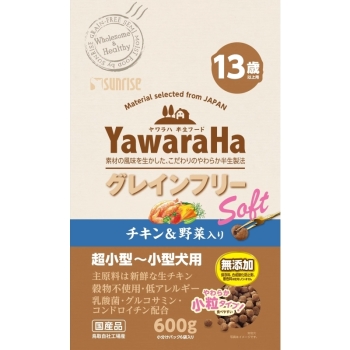 ヤワラハ　グレインフリー　ソフト　チキン＆野菜入り　１３歳以上用６００ｇ