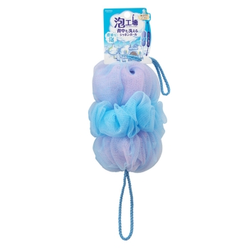 マーナ　泡工場　背中も洗えるシャボンボール　ボディタオル　ブルー