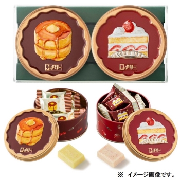 メリーチョコレート　はじけるキャンディチョコレート。　ホットケーキ缶＆ショートケーキ缶　１０個