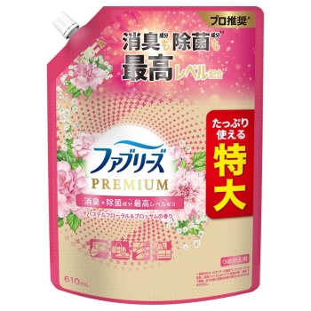 ファブリーズプレミアム　消臭＋除菌　パステルフローラル＆ブロッサムの香り　詰替え用　特大　６１０ｍｌ