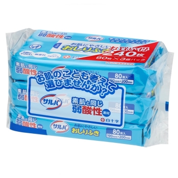 サルバ　お肌にやさしいおしりふき８０枚×３個