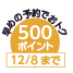 早めの予約でおトク 500ポイント 12/8まで