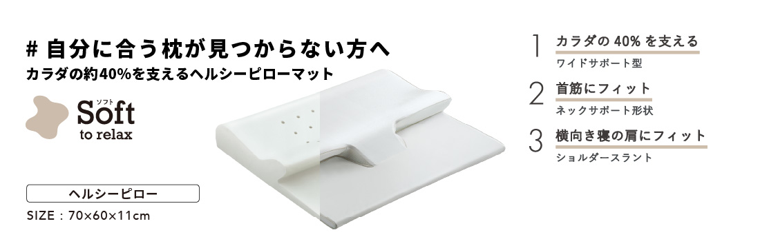自分に合う枕が見つからない方へ　カラダの約40%を支えるヘルシーピローマット　Soft