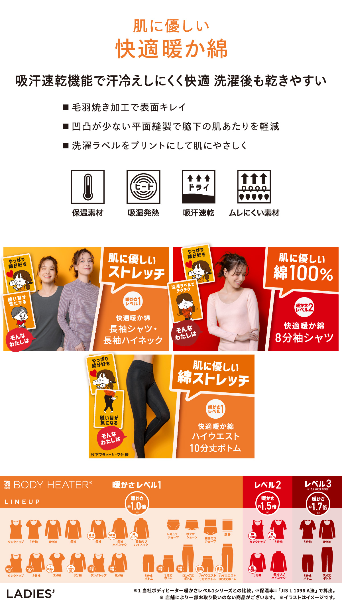 ボディヒーター レディースインナー コットン