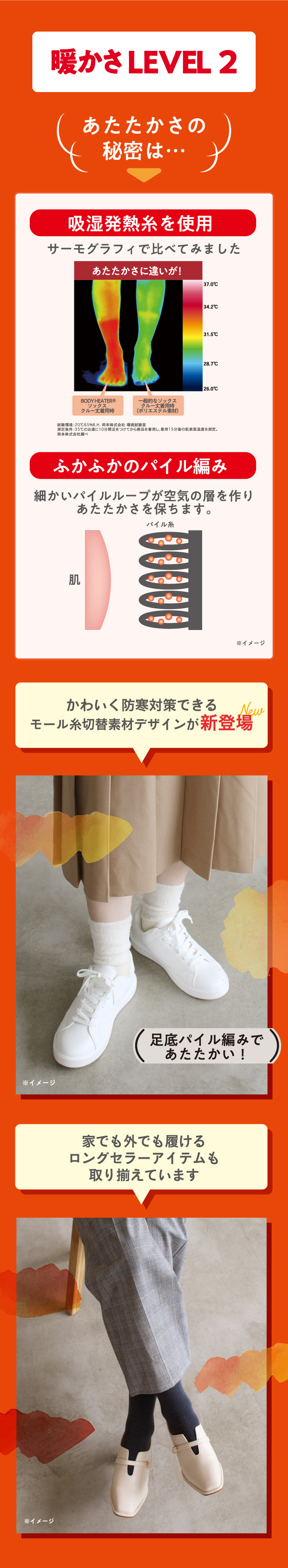 ボディヒーター レディースソックス レベル2